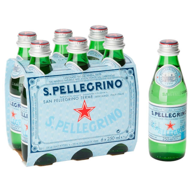 San Pellegrino Sparkling Natural Mineral Water Glass 6 x 250ml