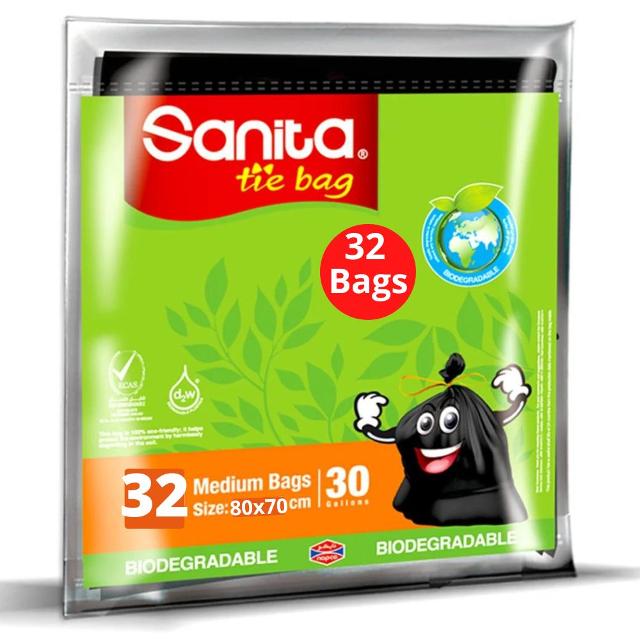 Sanita Tie Trash Bags 30 Gallons - 80 x 70cm - 32 Bags