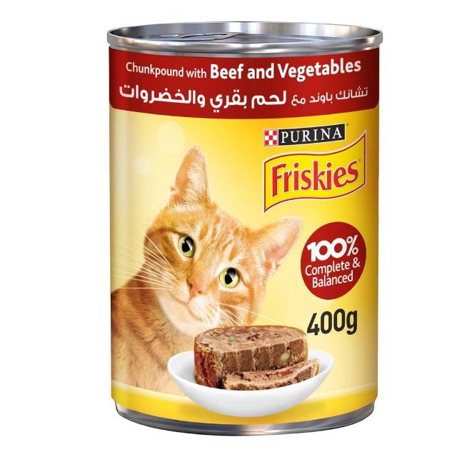 Purina Friskies Wet Cat Food Beef and Vegetables in Chunkpound 400g