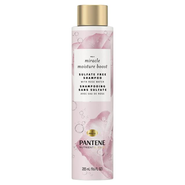 Pantene Nutrient Blends Miracle Moisture Boost Rose Water Shampoo for Dry Hair, Sulfate Free