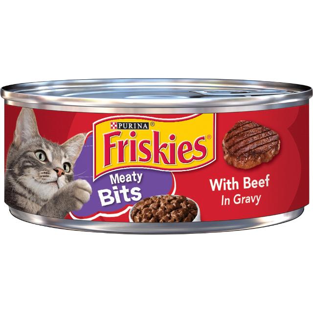 Friskies Gravy Wet Cat Food, Meaty Bits With Beef in Gravy, 5.5 oz. Can