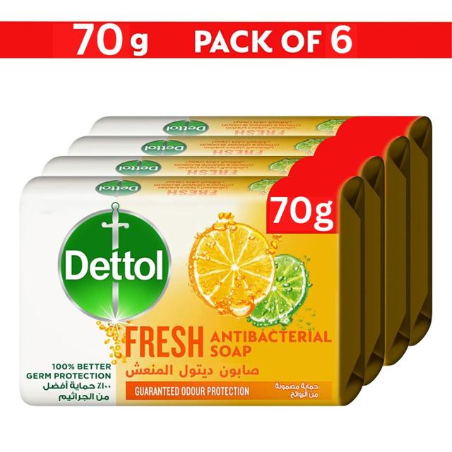 Dettol Fresh Anti-Bacterial Soap Bar 70g x 6
