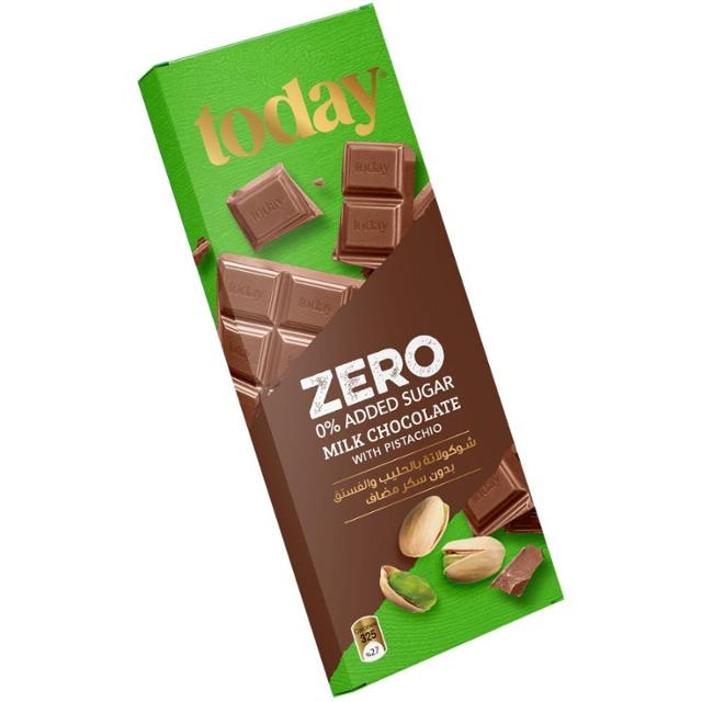 Today Milk Chocolate With Pistachio Zero Added Sugar 65g