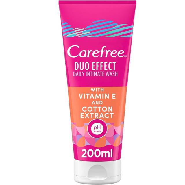 Carefree Daily Intimate Wash, Duo Effect With Vitamin E And Cotton Extract 200ml