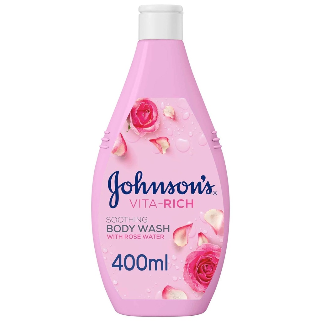 Johnsons Body Wash - Vita-Rich, Soothing Rose Water, 400ml