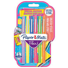 Paper Mate Flair Felt Tip Pens, Medium Point, Limited Edition Pack of 6