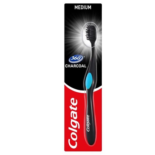 [6910021100204] Colgate Toothbrush 360 Charcoal Black Medium Multi Colour 1pc