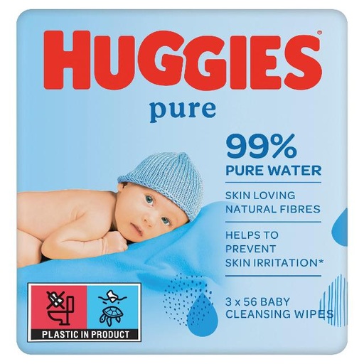 [5029053550091] Huggies Pure Baby Wipes 99% Water - 3 x 56 = 168 Wipes