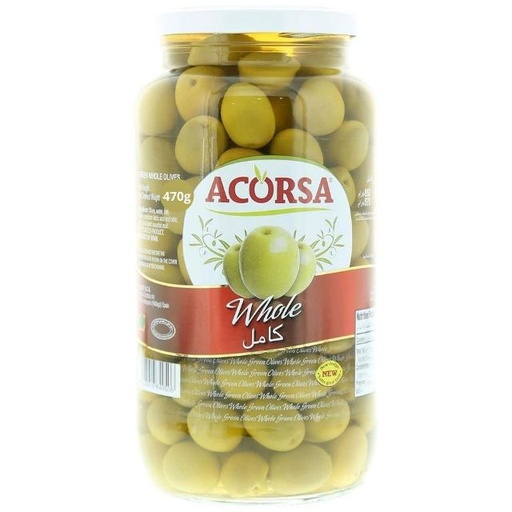 [8428916867906] Acorsa Whole Green Olives 470g