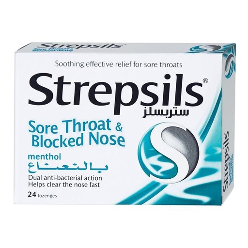 [5000167019353] Strepsils Sore Throat & Blocked Nose Menthol 24pcs