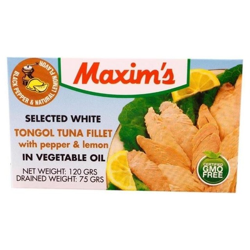 [5283000301383] Maxims Tongol Tuna With Pepper And Lemon In Vegetable Oil 120g
