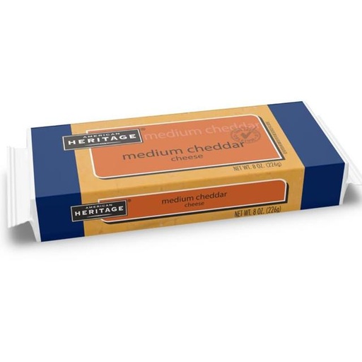 [071505018807] American Heritage Medium Cheddar Cheese Block 226g