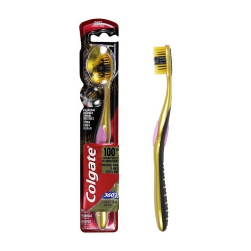 [8693495048019] Colgate 360 Charcoal Gold Black Soft Toothbrush