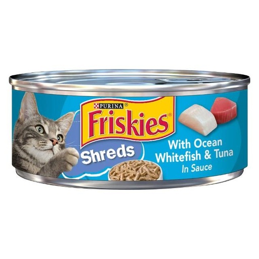 [050000103683] Friskies Wet Cat Food, Shreds With Ocean Whitefish & Tuna in Sauce, 5.5 oz. Can