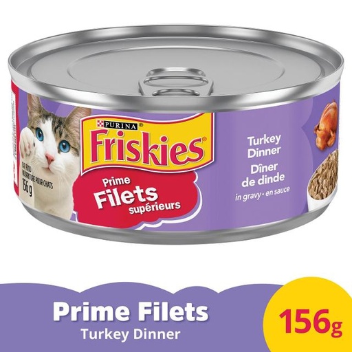 [050000225224] Friskies Prime Filets Turkey in Gravy, Wet Cat Food 156g