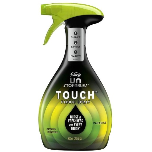 [037000873587] Febreze Unstopables Touch Fabric Spray and Odor Eliminator, Paradise, 27 oz