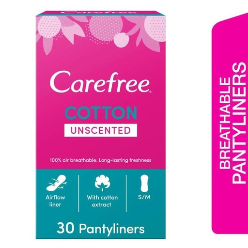 [3574660463965] Carefree Cotton Feel Perfume Free Breathable Pantyliners 30pcs