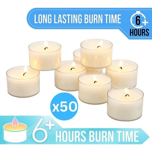 [8347567310509] Light Candles, 6 to 7 Hour Extended Burn Time, 50pcs
