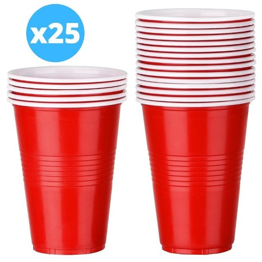 [6253012607802] Plastic Cups - Red Party Cups - 12oz (355ml) 25pcs