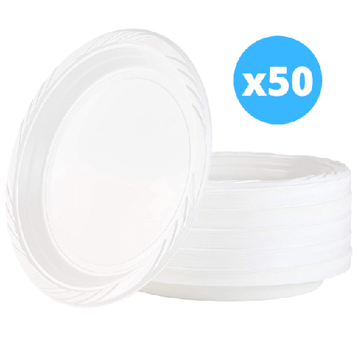 [6253507372420] Plastic Plates, 22cm - 50pcs