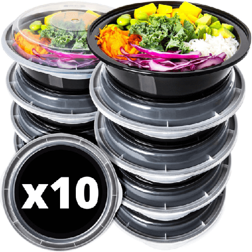 [14ppp] Plastic Meal Prep Containers with lid - [5 Pack] 950ml