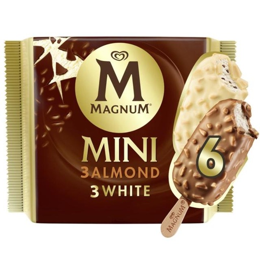 [8683130003725] Magnum Mini Ice Cream Stick White & Almond 6 x 57.5ml