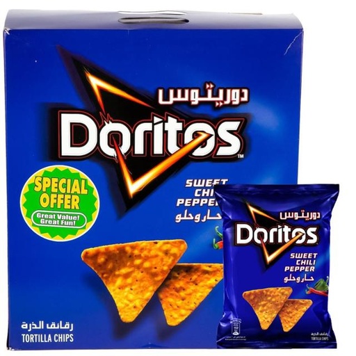 [6281036008237] Doritos Sweet Chili Tortilla Chips 14g x 22pcs