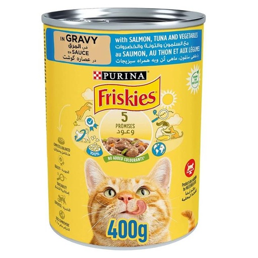 [7613039965955] Purina Friskies Wet Cat Food Salmon, Tuna and Vegetables in Gravy 400g