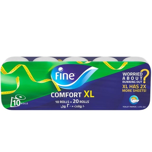 [6294018801245] Fine Comfort XL Toilet Paper 2 Ply, 10 Rolls x 250 Sheets