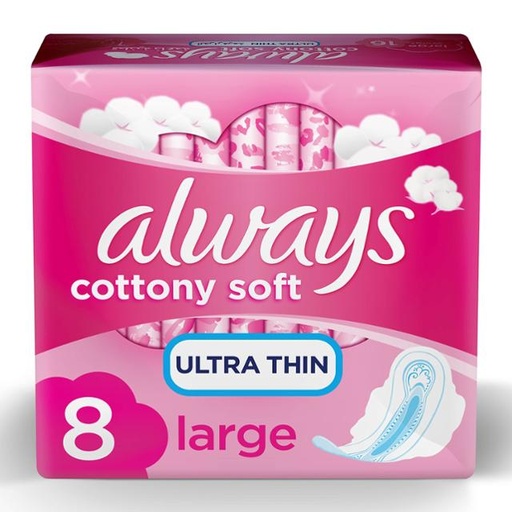 [4015400069904] Always Cotton Soft Ultra Thin Large Sanitary Pads Wings 8pcs