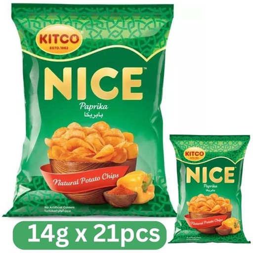 [6290340422943] A - Kitco Nice Potato Chips Paprika 14g x 21pcs