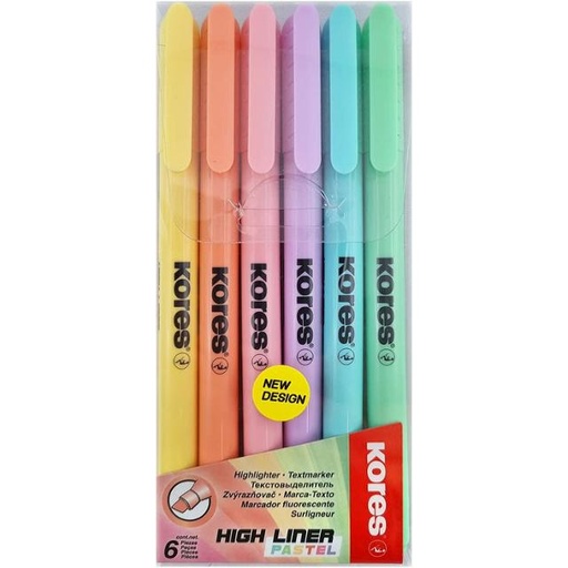 [9023800362469] Kores High Liner Narrow Pastel Highlighter - Set of 6