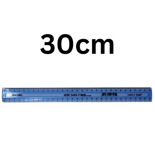 [031901942106] Ruler - Blue - 30cm