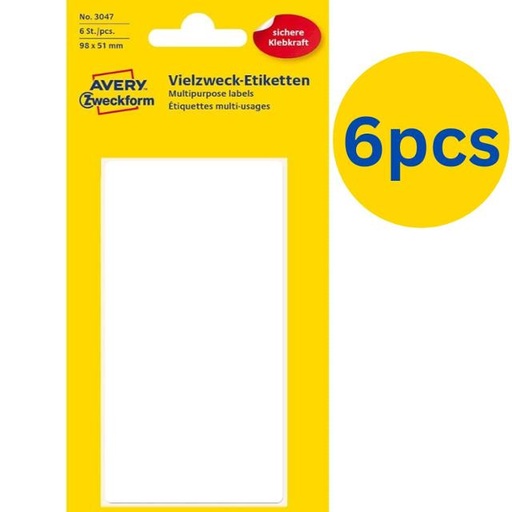 [4004182030479] Avery Zweckform Labels (6 Labels, Removable, 98 x 51 mm)