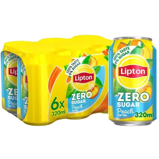 [6251124005509] Lipton Ice Tea Zero Sugar Peach 320ml Pack of 6