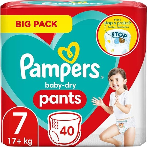 [8001841133737] Pampers Pants Size 7 (17 kg+) Baby-Dry Extra Large 40