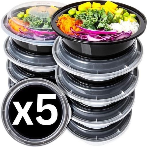 [6253012605495] Plastic Meal Prep Containers with lid - [3 Pack, 500g]