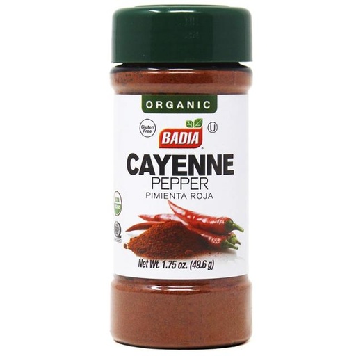 [033844002541] BADIA CAYENNE PEPPER ORGANIC 49.6g