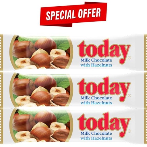 [6251100003604] Today Offer - Milk Chocolate With Hazelnuts 38g x 3pcs