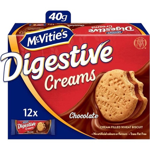 [6281100356738] McVities Digestive Chocolate Creams Filled Biscuits, 40g x 12pcs