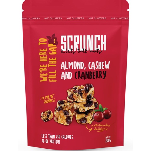 [6224010124158] Scrunch Almond, Cashew, and Cranberry - Cluster - 200g