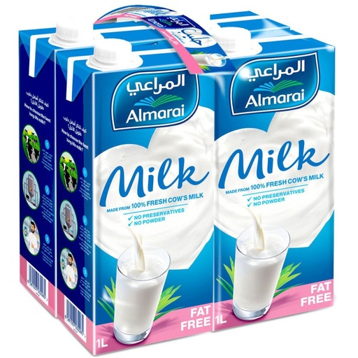[6281007042628] Al Marai Milk Fat Free 1L * 4pcs