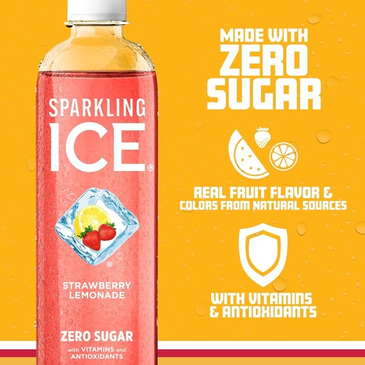 [016571950293] Sparkling Ice Naturally Flavored Sparkling Water, Strawberry Lemonade 502ml