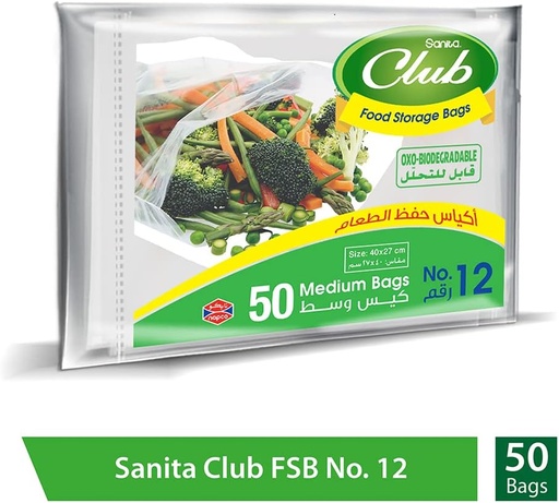[6281017298022] Sanita Club No.12 Food Storage Bags 50-Pieces, Medium Size

