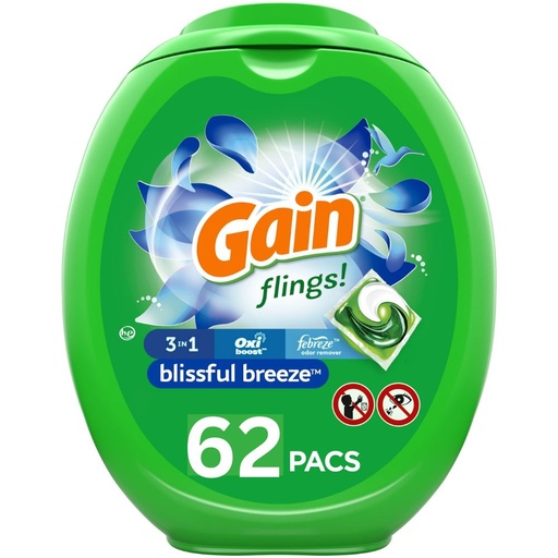 [030772024355] Gain Flings Blissful Breeze Laundry Detergent 42ct
