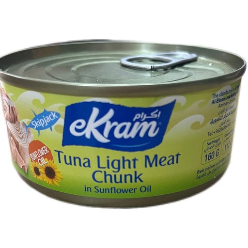 [6253811200020] Ekram Tuna Light Meal Chunk In Sunflower Oil 160g