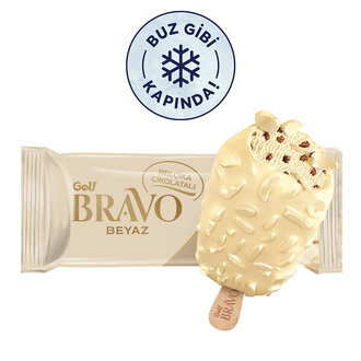 [8698313596055] Golf Bravo Ice Cream Stick White Chocolate and Almonds 80g