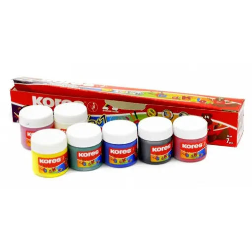 [9023800723277] Kores Finger Paint 30ml 6+1 Assorted Colors - Pack of 7