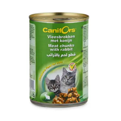 [8719689033279] Canifors Cat Food Meat Chunks With Rabbit 410g 