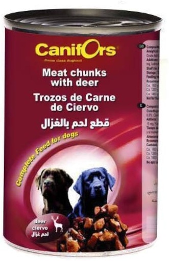 [8719689033286] Canifors Dog Food Meat Chunks With Dear 410g 